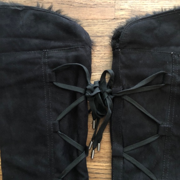 Decree Boots Wedge Heel Size Womens 7.5 Black Lined Suede Feeling Material - Picture 3 of 6